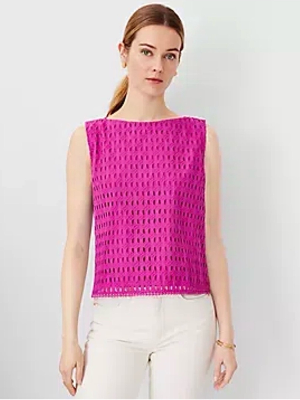 Ann Taylor Hot Pink Crochet Sleeveless Camisole